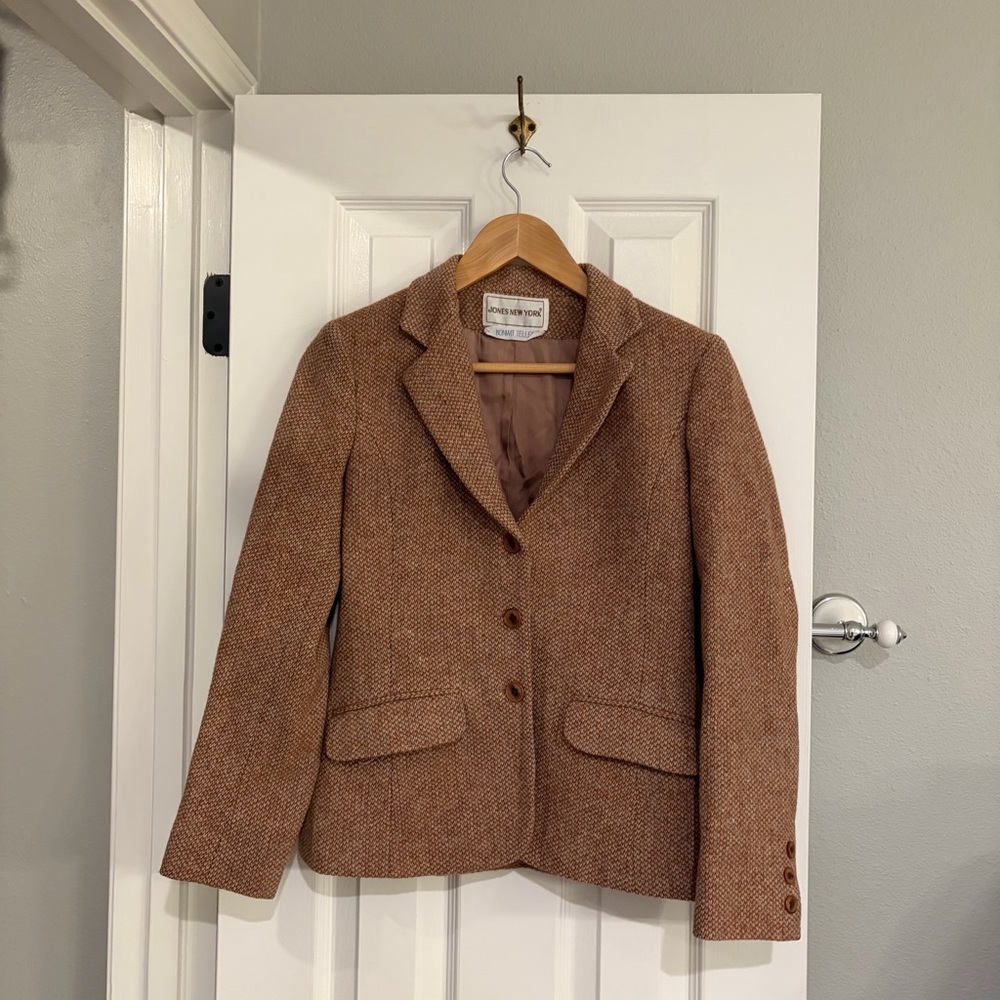 Vintage Bonwit Teller Tweed Wool Coat Orange USA Union Made